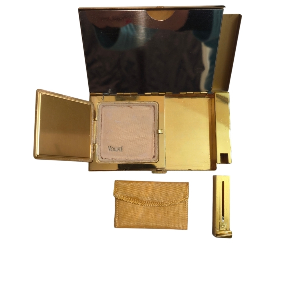 Volupte Vintage 1950s Gold Metal Evening Makeup Case Compact Purse - Picture 5 of 8